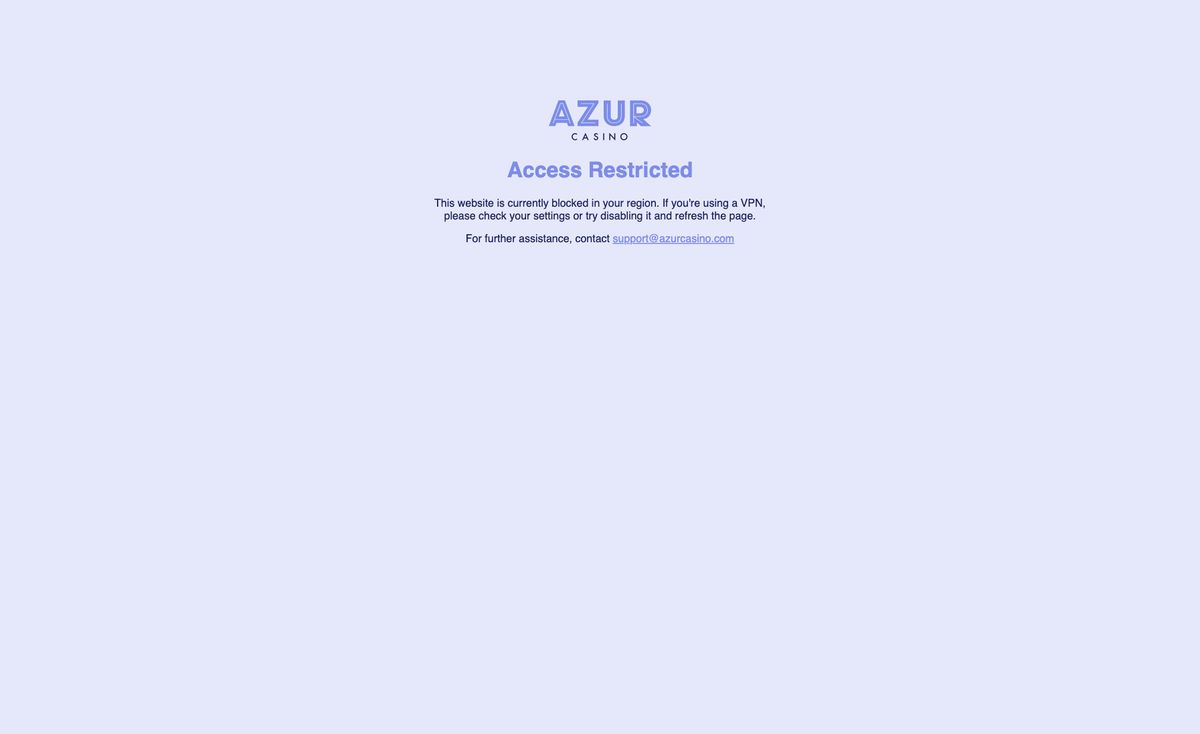 Page d'accueil du site officiel de Azur Casino, capture relevée le 14 octobre 2026