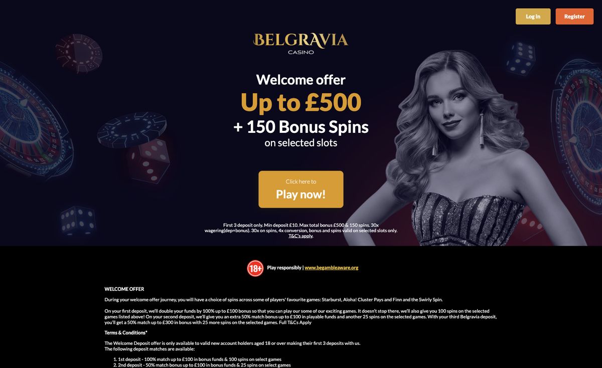 Page d'accueil du site officiel de Belgravia Casino, capture relevée le 14 octobre 2026