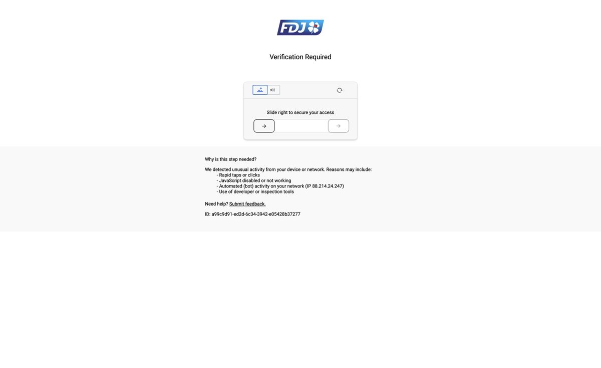 Page d'accueil du site officiel de FDJ, capture relevée le 14 octobre 2026