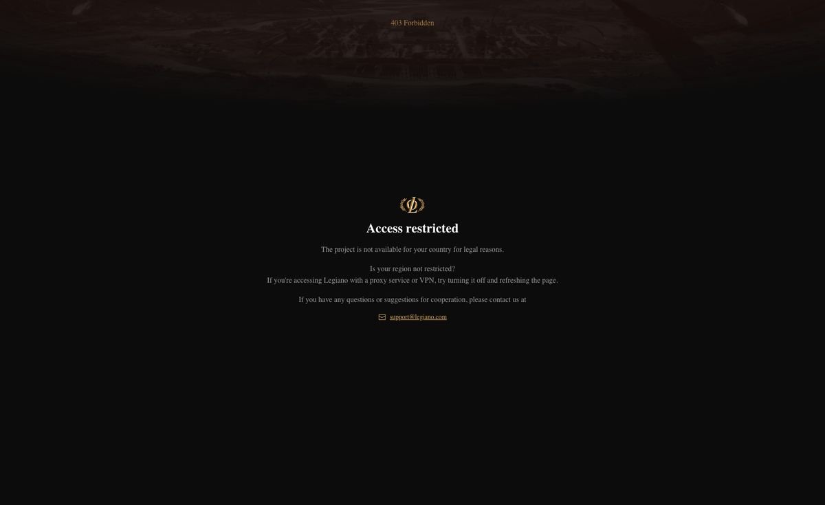 Page d'accueil du site officiel de Legiano, capture relevée le 14 octobre 2026