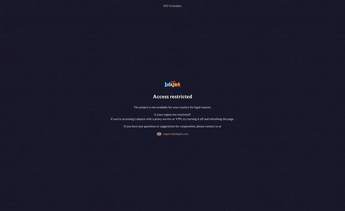 Page d'accueil du site officiel de LolaJack, capture relevée le 14 octobre 2026