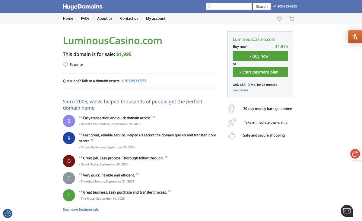 Page d'accueil du site officiel de Luminous, capture relevée le 14 octobre 2026