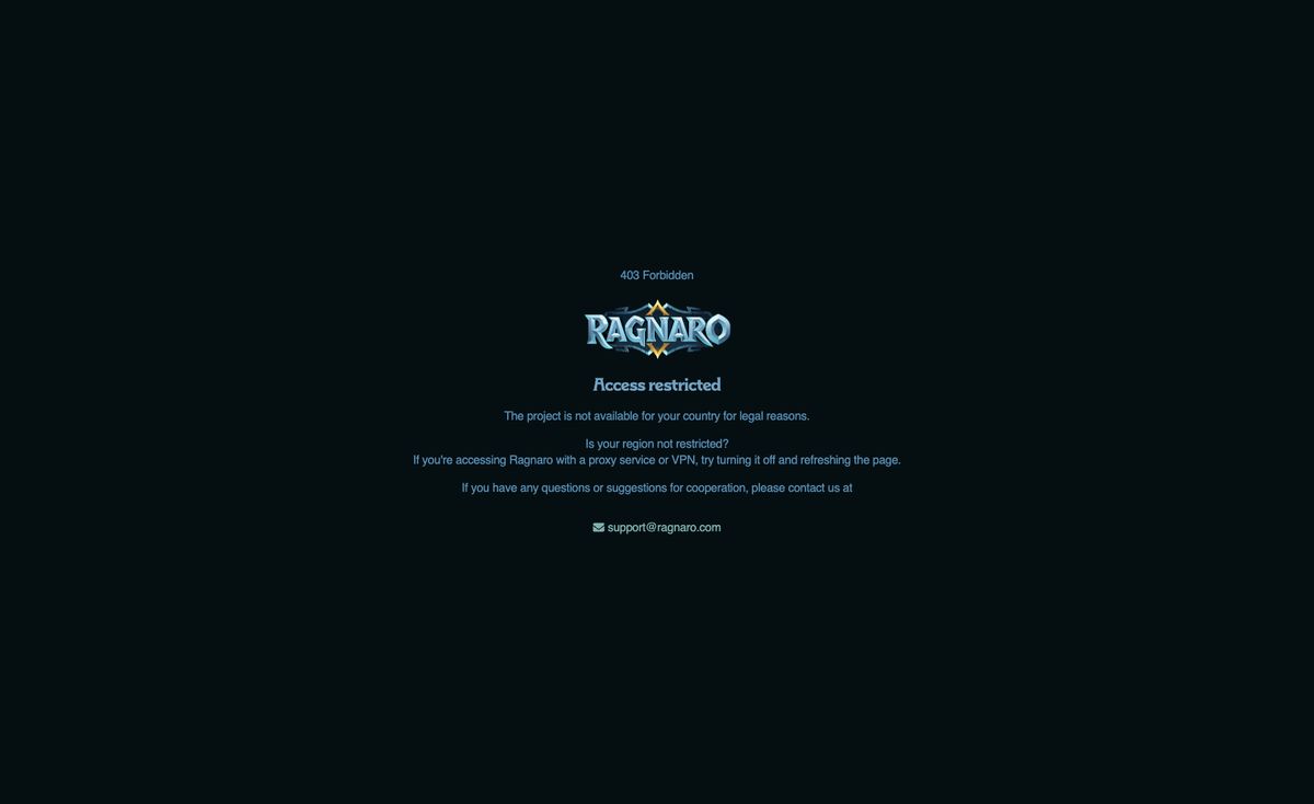 Page d'accueil du site officiel de Ragnaro, capture relevée le 14 octobre 2026