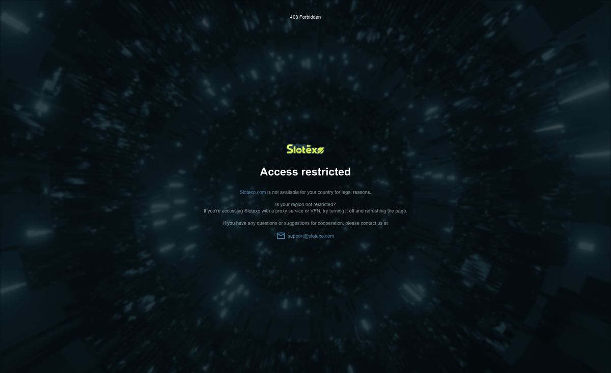 Page d'accueil du site officiel de Slotexo, capture relevée le 14 octobre 2026