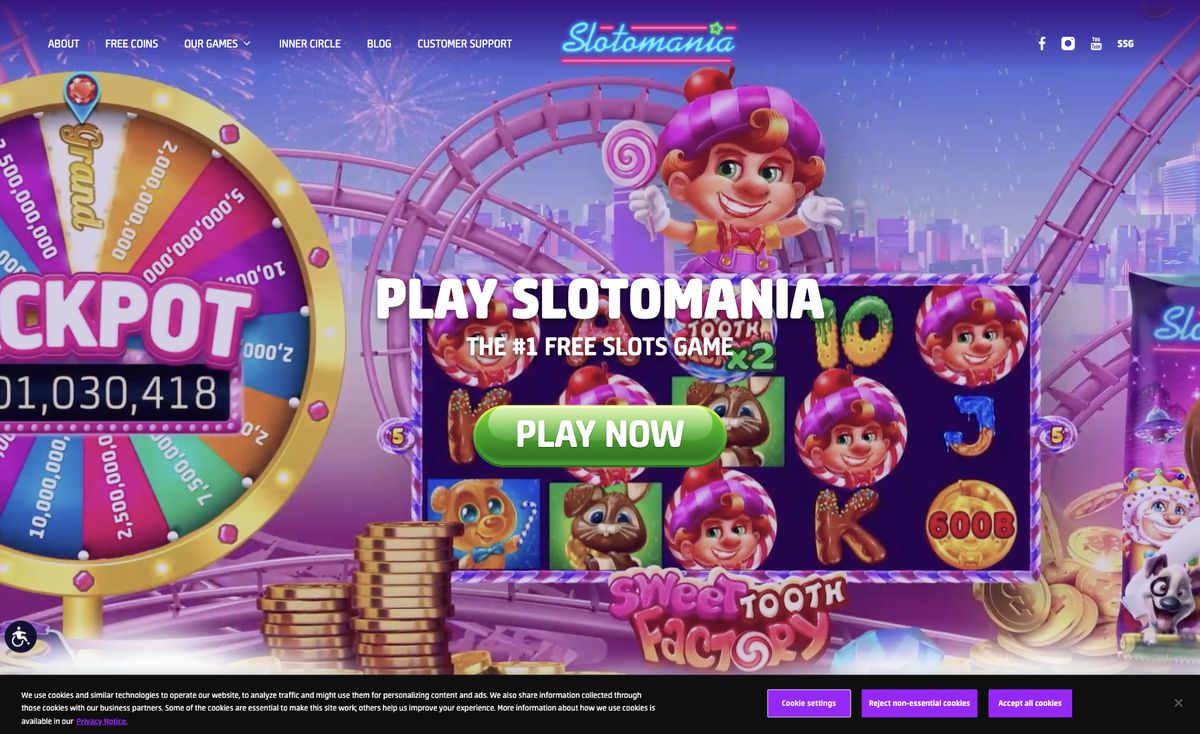 Page d'accueil du site officiel de Slotomania, capture relevée le 14 octobre 2026