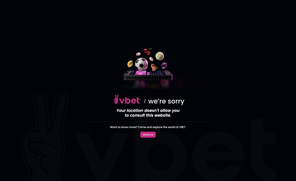 Page d'accueil du site officiel de VBET, capture relevée le 14 octobre 2026