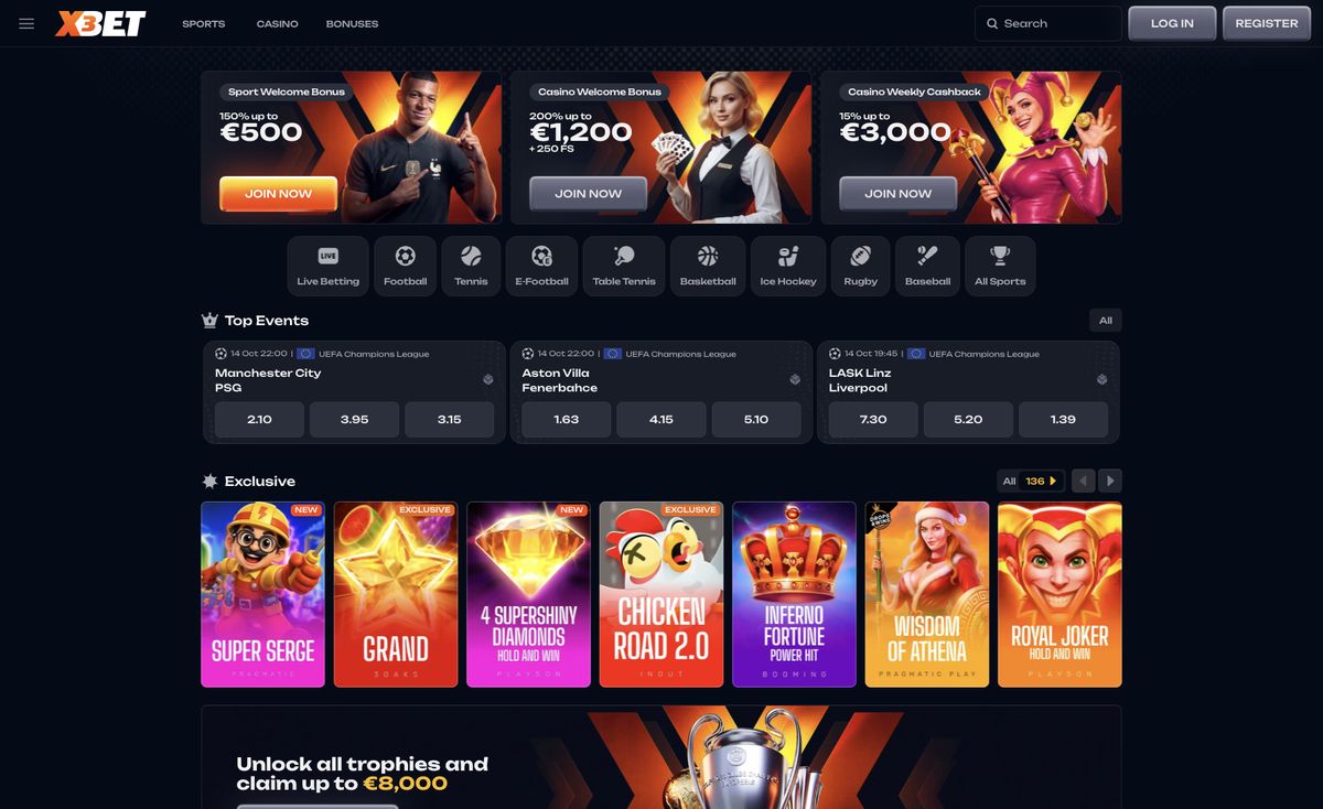 Page d'accueil du site officiel de X3Bet, capture relevée le 14 octobre 2026